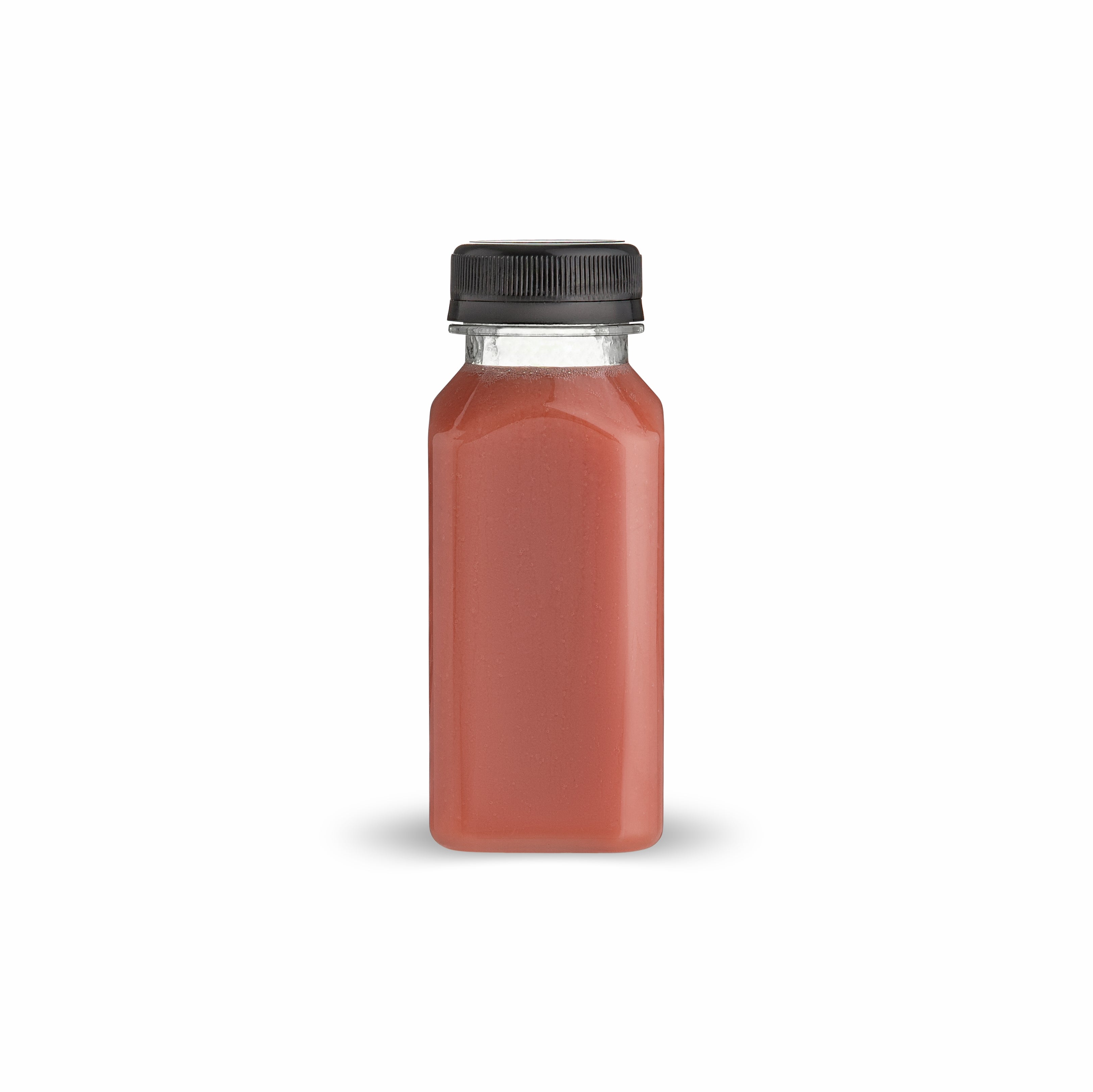 Clear Bottles PET SQUARE with black lid 24 pack